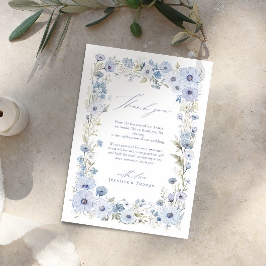 Stofbloem Elegante Wilde Bloem Bruiloft Bedankkaart