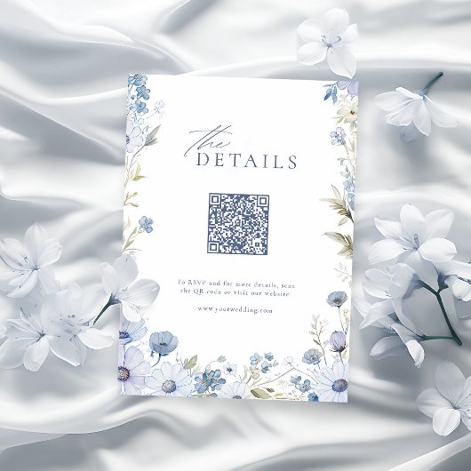 Stofbloem Elegante Wilde Bloem QR-code details Notitiekaartje