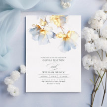Stofbloem en Gouden Bloemen Minimalistische Trouwd