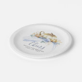 Stofbloem en gouden glittersuikerpompoenen herfst papieren bordje (Gekanteld)