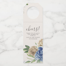 Stofbloem en Ivoor Bloemen Waterverf Flessenhanger