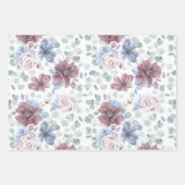 Stofbloem en mauve bloemen botanisch patroon inpakpapier vel (Voorkant 2)
