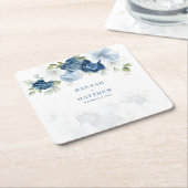 Stofbloem Eucalyptus Waterverf Bruiloft Kartonnen Onderzetters (Schuin)