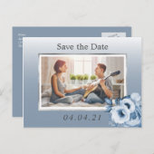 Stofbloem foto trouwkaart Save the Date Aankondigingskaart (Voorkant / Achterkant)