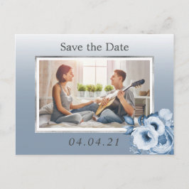 Stofbloem foto trouwkaart Save the Date Aankondigingskaart