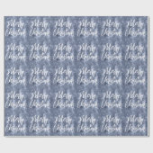 Stofbloem Glitter Kerstmis Script in Stofblauw Cadeaupapier (Vlak)