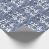 Stofbloem Glitter Kerstmis Script in Stofblauw Cadeaupapier (Hoek)