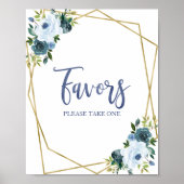 Stofbloem Goud Waterverf Bloemen Favorieten Bord Poster (Voorkant)