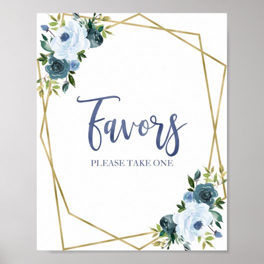 Stofbloem Goud Waterverf Bloemen Favorieten Bord Poster (Voorkant)