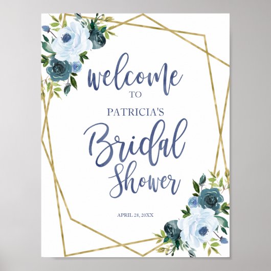 Stofbloem Gouden Bruidsdouche Welcome Poster (Voorkant)