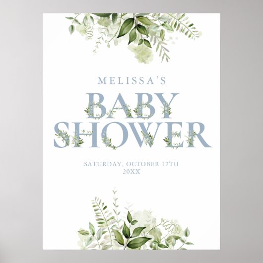 Stofbloem Groen Blad Baby Shower Bord Poster (Voorkant)