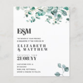 Stofbloem Groen Bladerig Budget Trouw Uitnodiging (Voorkant)