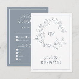 Stofbloem Groen Bladerige Kuif Monogram Trouw RSVP Kaartje