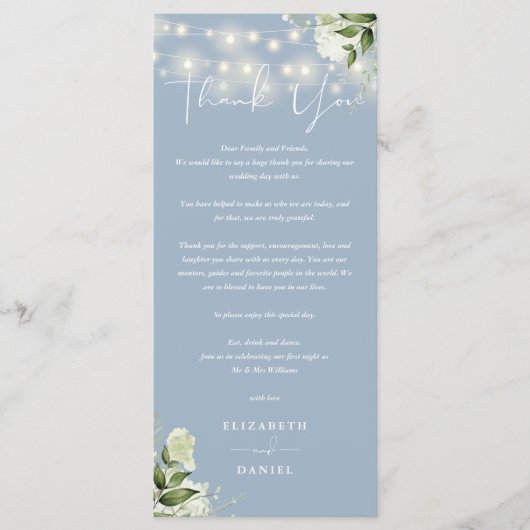 Stofbloem Groen Huwelijk Bedankkaart Menu (Voorkant)