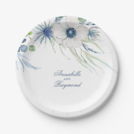 Stofbloem Groen Huwelijk Blauw Papieren Bordje