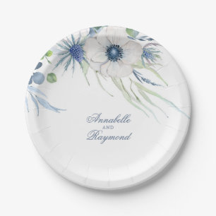 Stofbloem Groen Huwelijk Blauw Papieren Bordje