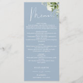 Stofbloem Groen Monogram Huwelijksdiner Menu (Voorkant)