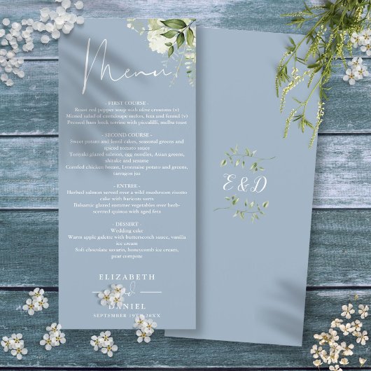 Stofbloem Groen Monogram Huwelijksdiner Menu