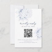 Stofbloem Hortensia QR Code RSVP Kaart (Voorkant)