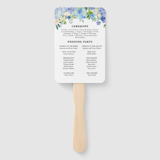 Stofbloem Hydrangea Bloemige Trouwprogramma Waaier (Achterkant)