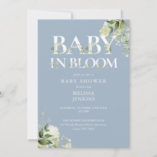 Stofbloem in bloei groene QR-code baby shower Kaart (Voorkant)