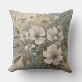 Stofbloem in stoffig blauw, sage en taupe kussen
