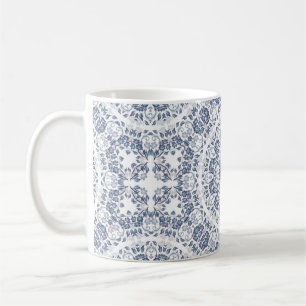 Stofbloem Mandala in Stofblauw  Koffiemok