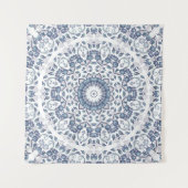 Stofbloem Mandala in Stofblauw Wandkleed (Voorkant)
