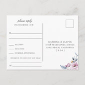 Stofbloem Mauve Bloemstuk RSVP Liedkeuze Uitnodiging Briefkaart (Achterkant)