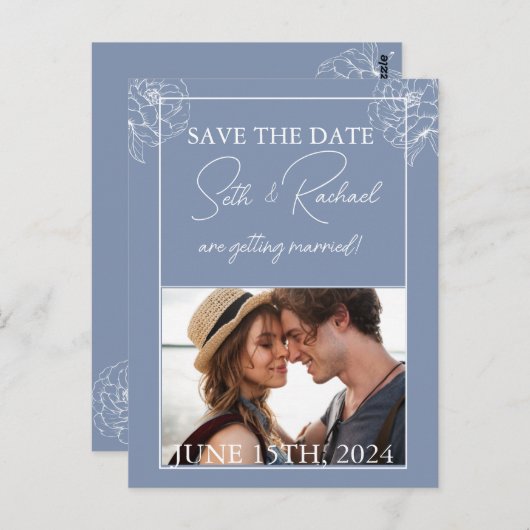 Stofbloem met witte bloemendesign briefkaart (Voorkant / Achterkant)