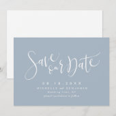Stofbloem Moderne Eenvoudige Script Bewaar de Datu Save The Date (Voorkant / Achterkant)