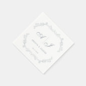 Stofbloem Monogram Ontwerp in Stofblauw Servet (Hoek)