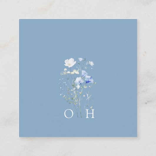 Stofbloem Monogram QR Code RSVP Informatiekaartje (Achterkant)