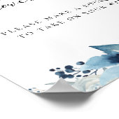 Stofbloem Navy Blauw Bloemstuk Bruidsdouche Bloeme Poster (Hoek)