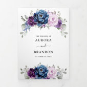 Stofbloem Paars Marine Lila Bloesems Trouwen Drieluik Aankondiging (Cover)