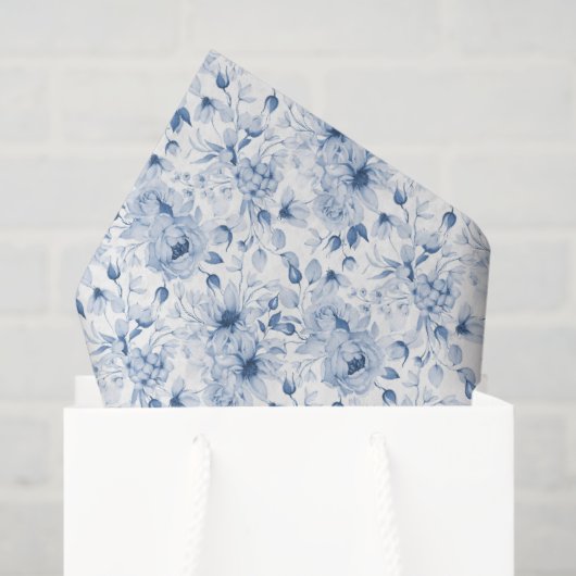 Stofbloem Papier in Stofblauw (Cadeauzakje)