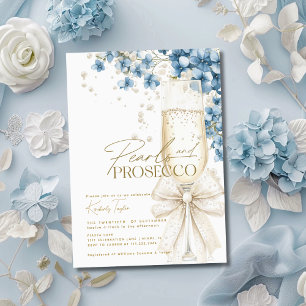 Stofbloem Parels & Prosecco Bruiloftsborrel Uitnod Kaart