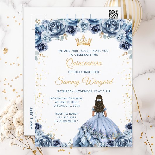 Stofbloem Prinses Bloemige Quinceañera Briefkaart