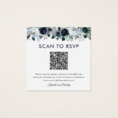Stofbloem QR Code Foto Trouw RSVP Vierkante Visitekaartjes (Voorkant)