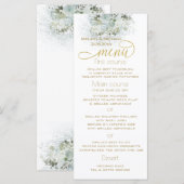 Stofbloem romantische bloemengoud calligrafie menu (Voorkant / Achterkant)