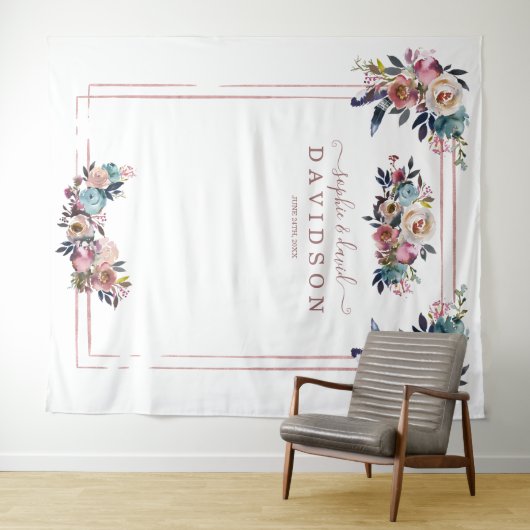 Stofbloem Roze Bloemen Roze Goud Fotocabine Wandkleed (In Situ (horizontaal))