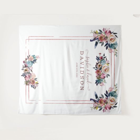 Stofbloem Roze Bloemen Roze Goud Fotocabine Wandkleed (Voorkant (horizontaal))