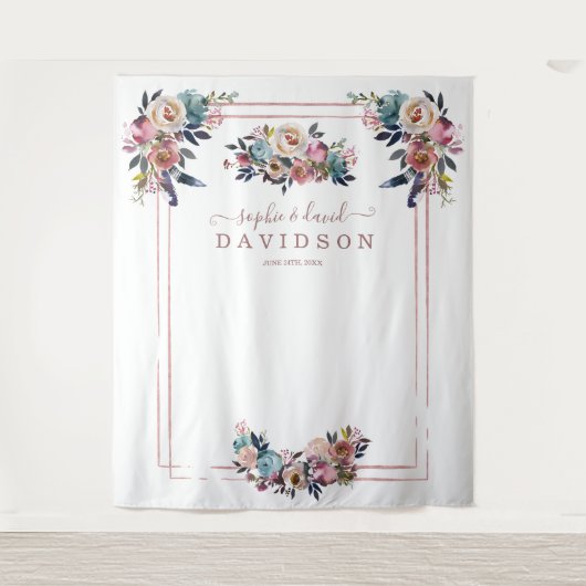 Stofbloem Roze Bloemen Roze Goud Fotohokje Wandkleed (Voorkant)