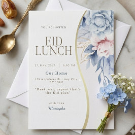 Stofbloem Roze Bloemig Gouden Bocht Eid Lunch Fees Kaart