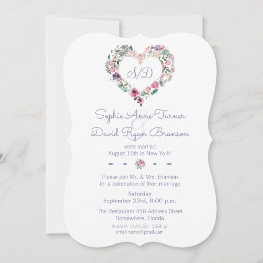 Stofbloem Roze Bloemige Avond Bruiloftsreceptie Kaart (Voorkant)