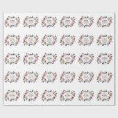 Stofbloem Roze Bloemige Geometrische Trouw Monogra Cadeaupapier (Vlak)