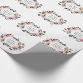 Stofbloem Roze Bloemige Geometrische Trouw Monogra Cadeaupapier (Hoek)