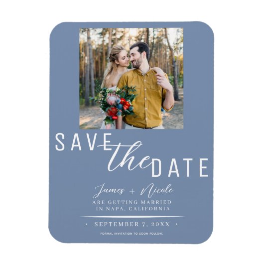 Stofbloem Save the Date Foto Bruiloft Magneet (Verticaal)