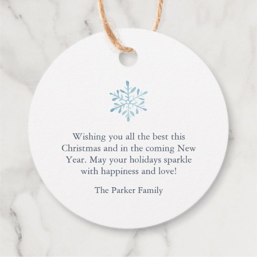 Stofbloem Sneeuwvlok Bedankjes Labels (Achterkant)