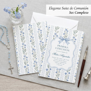 Stofbloem Stof Blauw Spaans Primera Communie Kaart